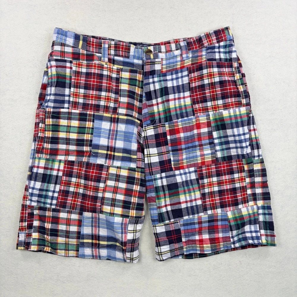 Old Navy Surplus Company Mens 36 Patchwork Plaid Shorts Multicolor Cotton